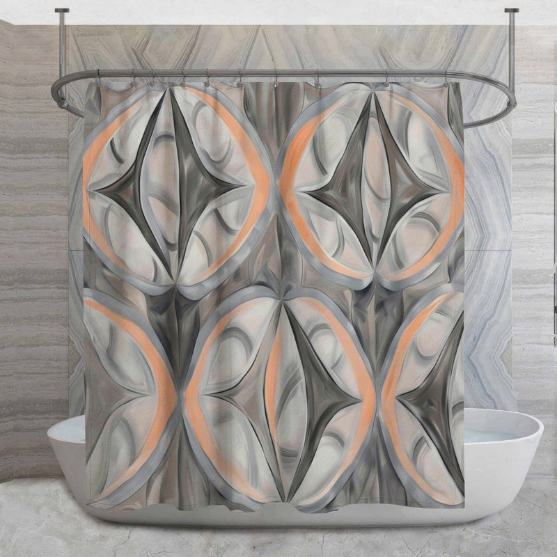 Rideau de douche à motif géométrique, H 93 po x l 70 po