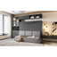 Lit escamotable double pleine grandeur avec canapé, tablettes USB et lumière, gris-1809622430-1809622418
