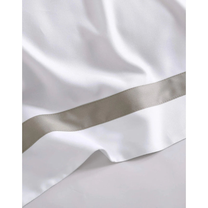Frame Pillow Sham, White/Taupe