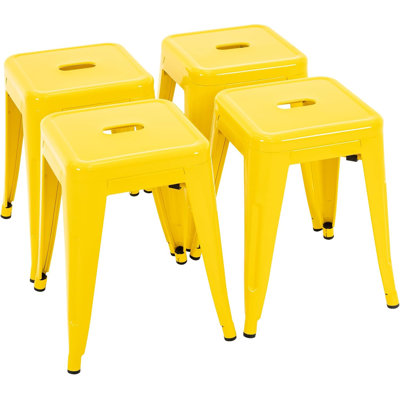 Juddson Counter Stool Set Of 4,18" Industrial Stackable Metal Bar Stools, Backless Metal Dining Chairs For Indoor Outdoor Kitchen Classroom