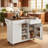 52" Fluted Kitchen Island with Drop Leaf, Power Outlet, White MDF Kitchen Storage Cart with Adjustable Shelves, 2 Doors and 2 Drawers, Rolling Island Table for Kitchen, Dining Room-129950560
