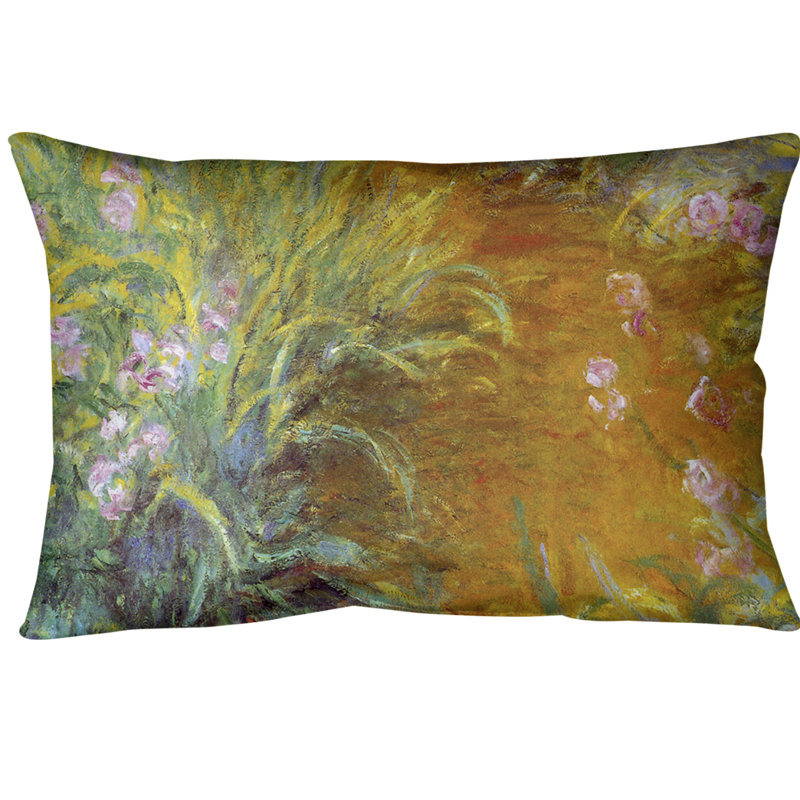 Coussin claude monet path through the irises, Simili suède