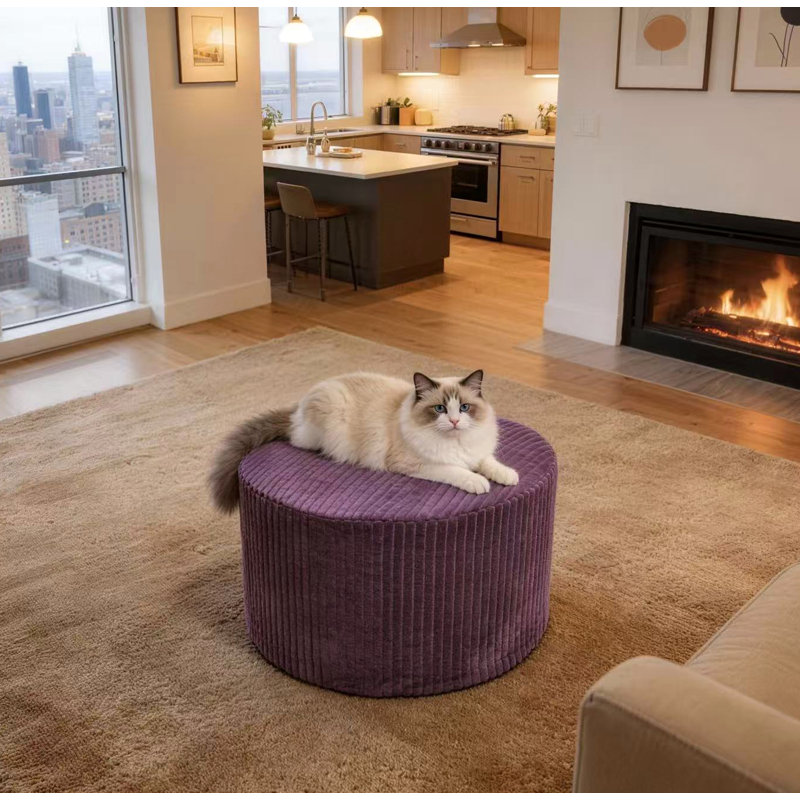 Repose-pieds plein Corduroy Upholstery, Purple