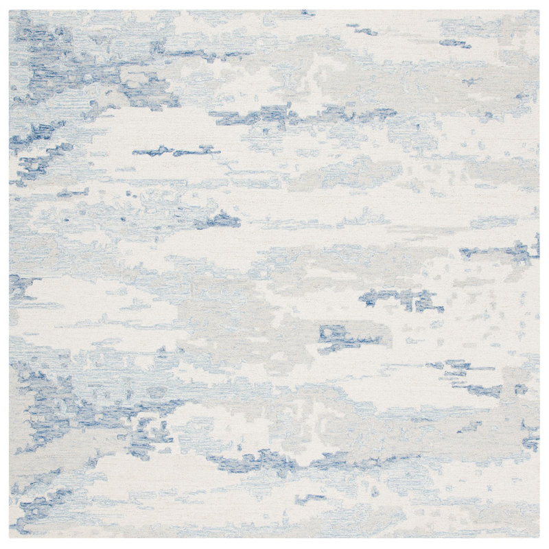 Jahiem Handmade Tufted Wool Multicolor Rug, Square 8'