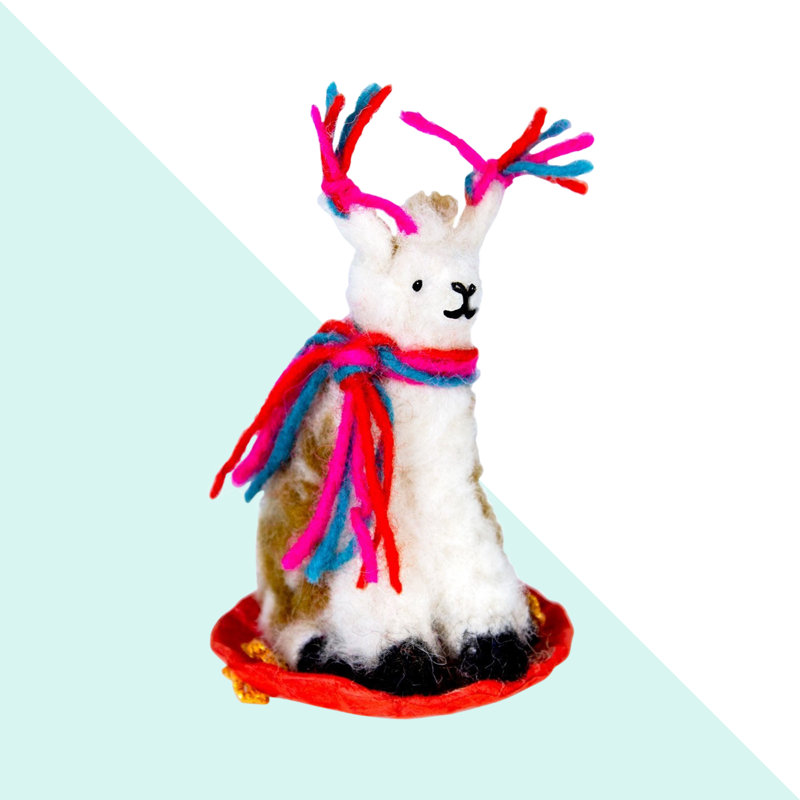 Ornement figurine suspendu bonshommes llama feutre