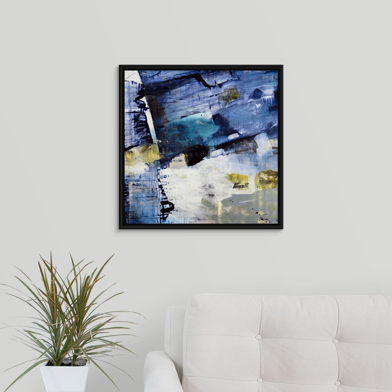 « new light », peinture sur toile, H 21,7 po x l 21,7 po x P 1,75 po, Cadre flottant noir