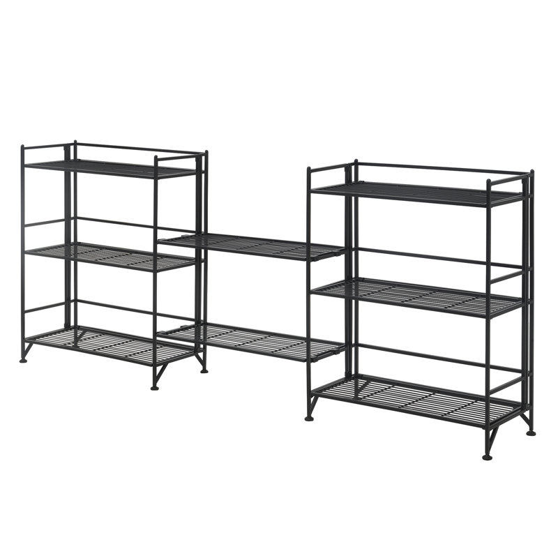 Edwin 81.5"W Adjustable Folding Metal Shelving Unit, Black
