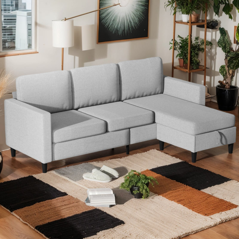 Ebern Designs Sillones Para Sala Convertible Sectional Sofa Couch,3-seat L-shaped,reversible Modern Couch With Movable Storage Ottoman Chaise, Free Combination Sofa For Living Room And Office