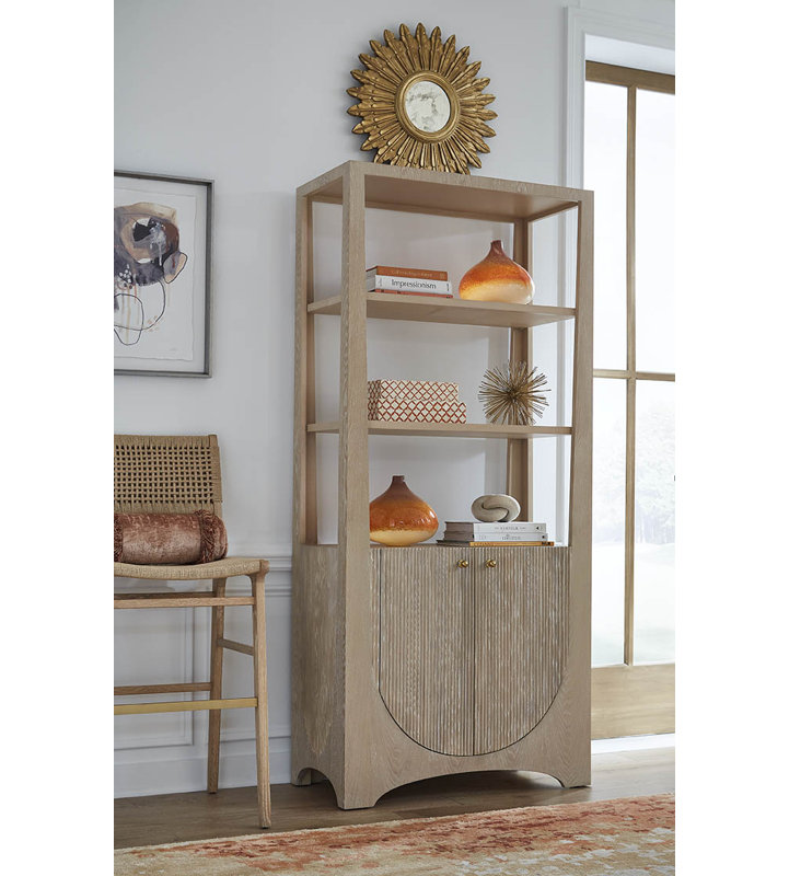 Carson Woven Back Bar Stool with Rush Seat, Cerused Oak