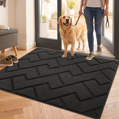 Geometric Dirt Trapper Washable Non-Slip Low Profile Entryway Rug