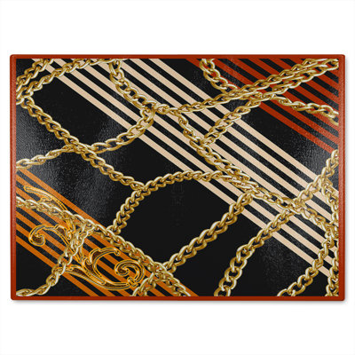 Chains & Stripes Glass Chopping Board