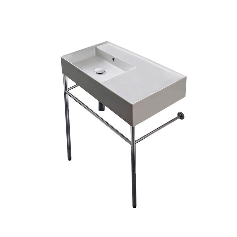 Scarabeo By Nameeks Teorema 17.32'' White Ceramic Rectangular Bathroom Sink with Overflow, No Hole