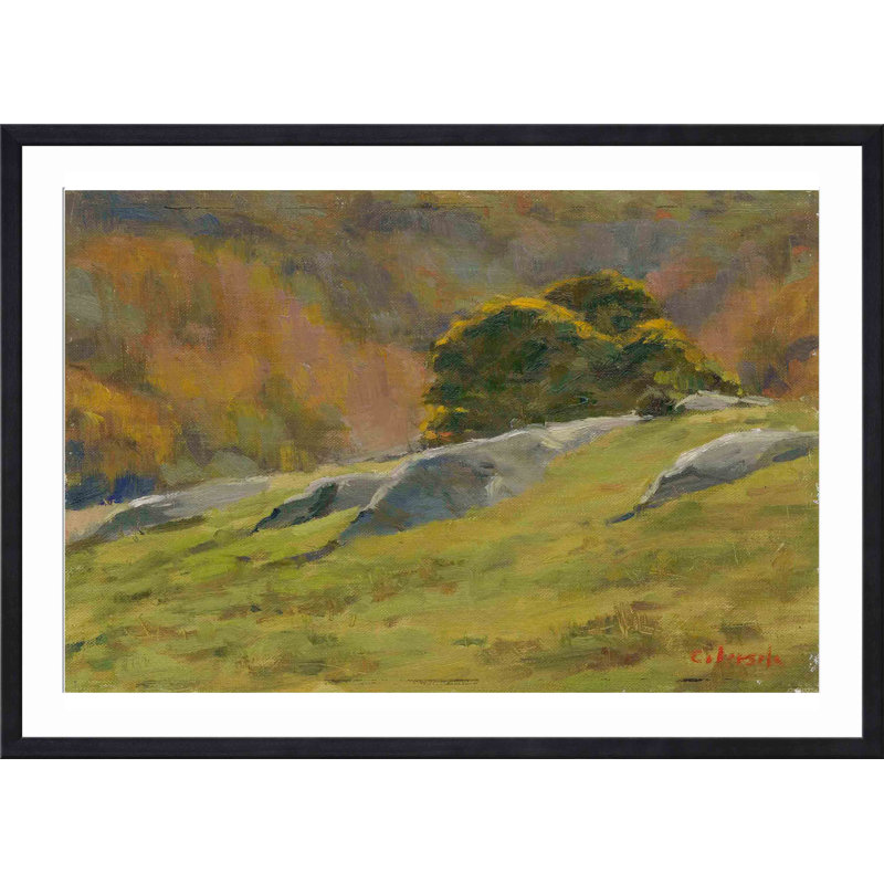 «Old Lyme» par Stephen Calcasola - peinture encadrée, H 12 po x l 12 po, Noir
