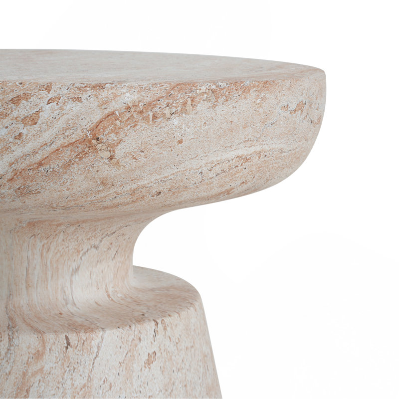 Table d'appoint d'extérieur / d'intérieur en béton léger, finition travertin