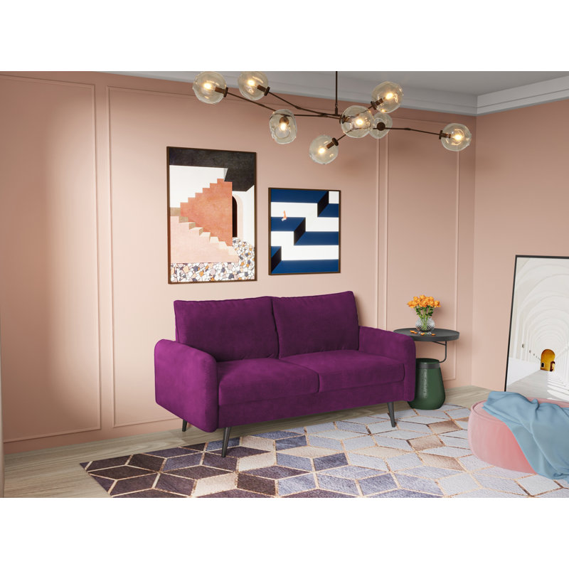 Elle-Jade Velvet Loveseat, Eggplant Velvet, 33" H x 70" W x 30" D