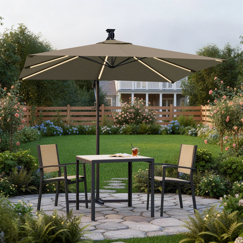Parasol de marché carré lumineux 8 pi 2 po Moncerath, Taupe