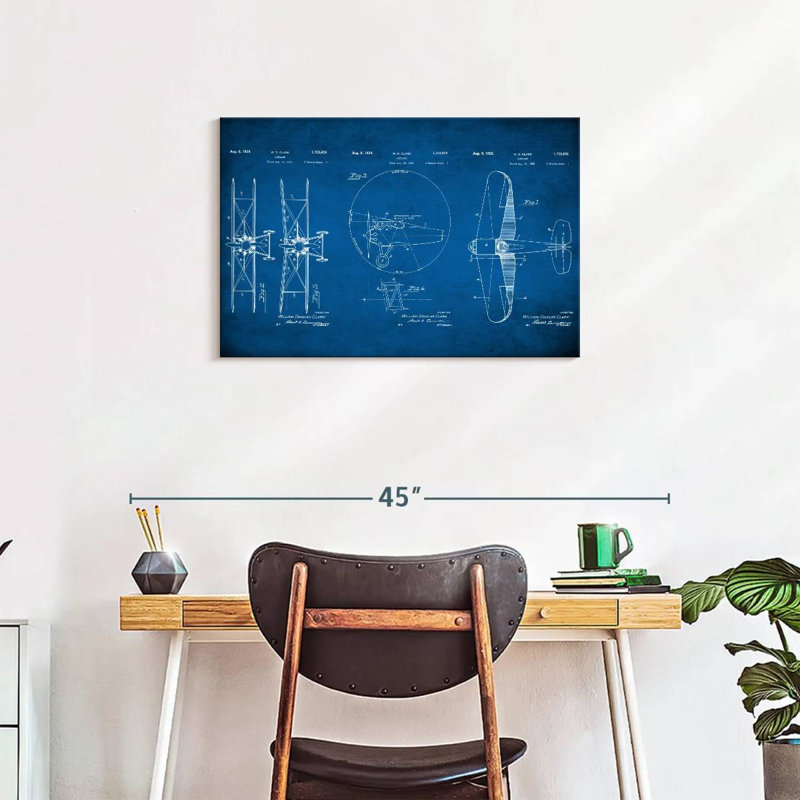 Impression de plans d'aviation, impression sur toile, H 20 po x l 30 po x P 1,25 po
