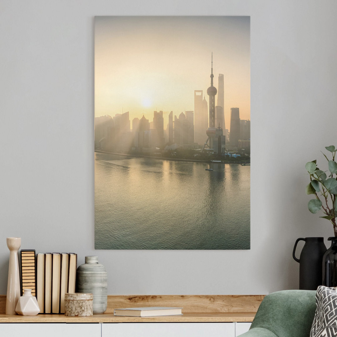 Leinwandbild Pudong bei Sonnenaufgang