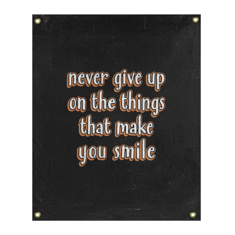 Tapisserie tableau noir en polyester joy et perseverance quote, H 59 pi x l 50 po, Orange