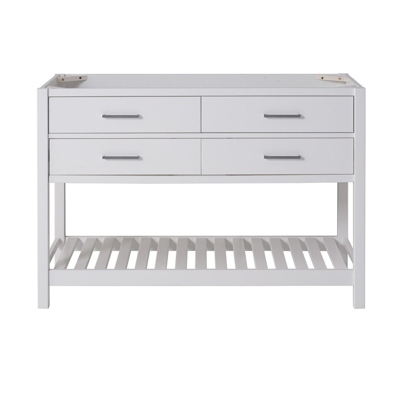 Harrison 48" W Modern Shaker Soft Close Doors Vanity Cabinet with Drawers and Open Storage Shelf