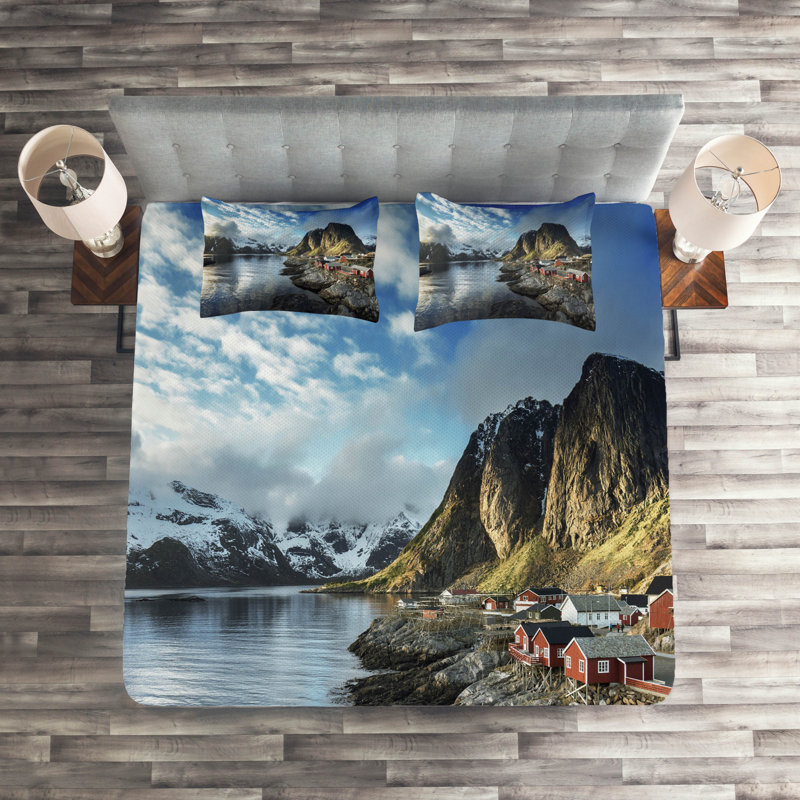 Island Rustic Polyester Coverlet, King Bedspread + 2 Shams