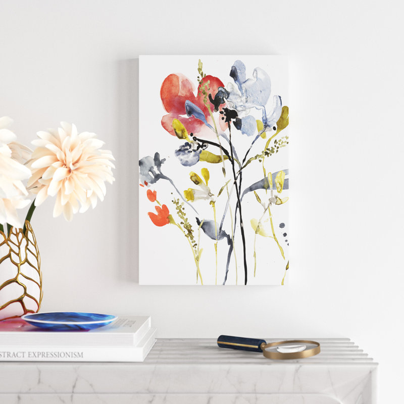 Flower Overlay I by Jennifer Goldberger - Painting, 46cm H x 30cm W, Wrapped Canvas