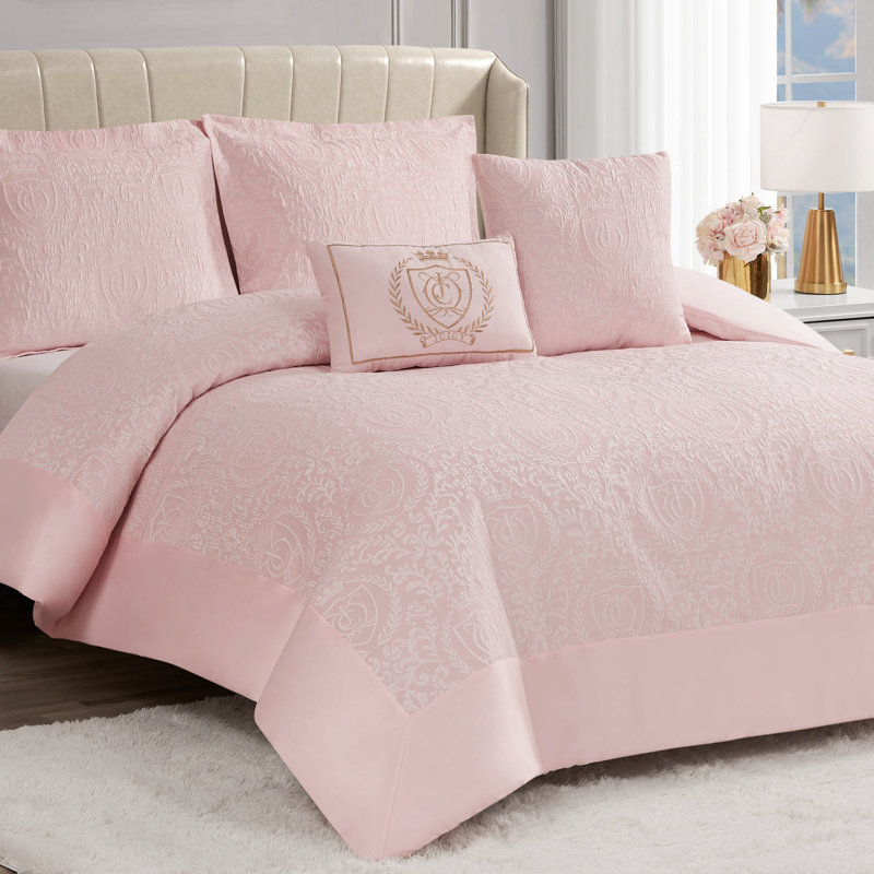 Juicy Couture Dovona Comforter Sets, Twin/TwinXL Comforter + 1 Sham, Blush Pink