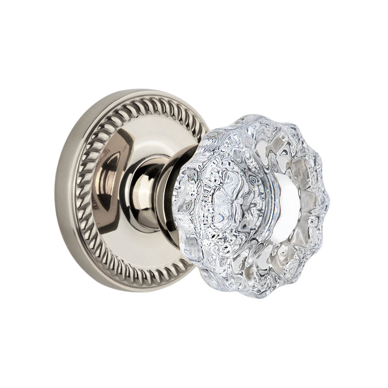 Grandeur Newport Rosette Double Dummy with Versailles Crystal Door Knob, Polished Nickel