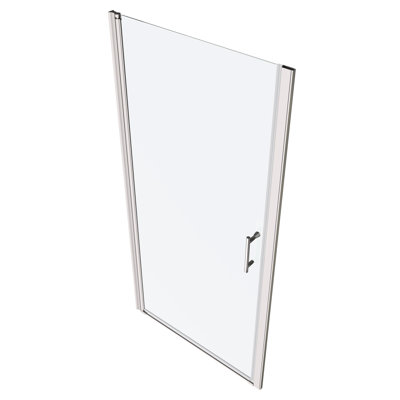 Porte de douche en verre trempé 1/4 "avec pivot universel - 1 3/8" réglable, polie, poignée en acier inoxydable # 304, rainure murale, 36 000 tests d'ouverture et de fermeture, installation facile, fuite, système lisse, 28-29