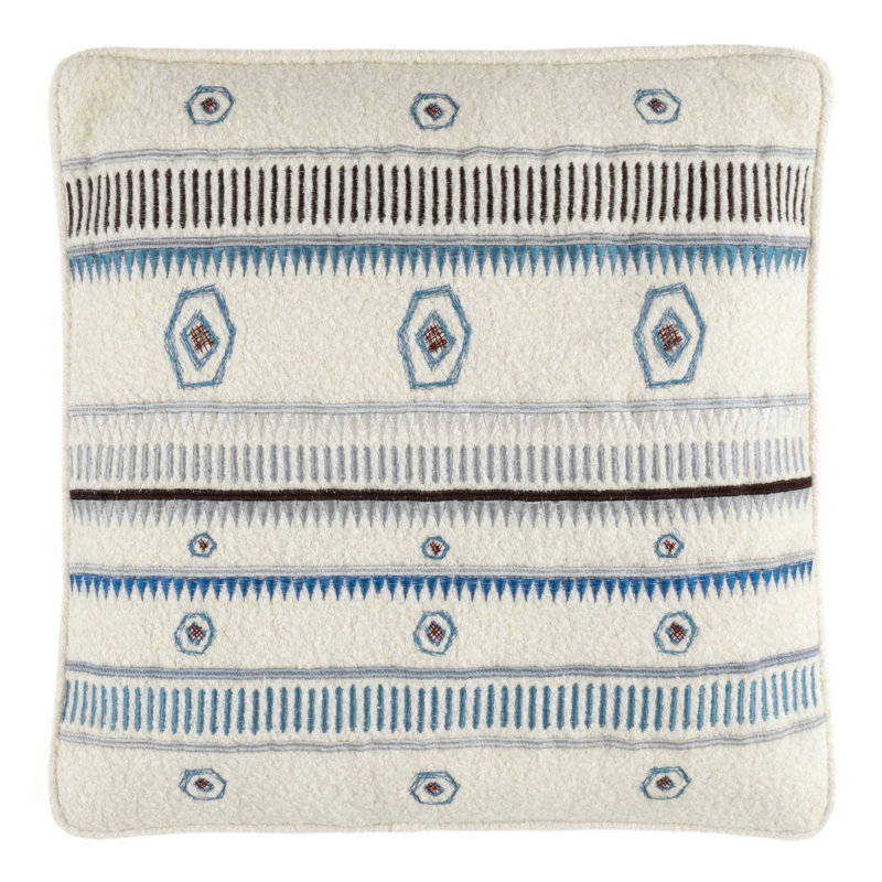 Wool Throw Square Pillow Cover, Blue Striped