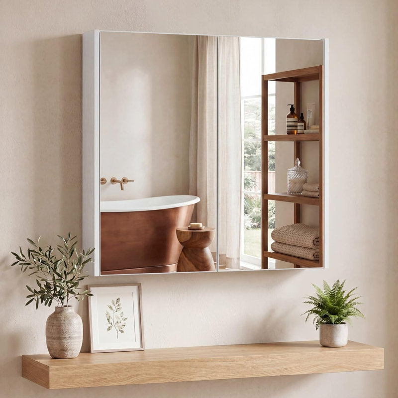 W H Medicine Cabinet Mirror, White