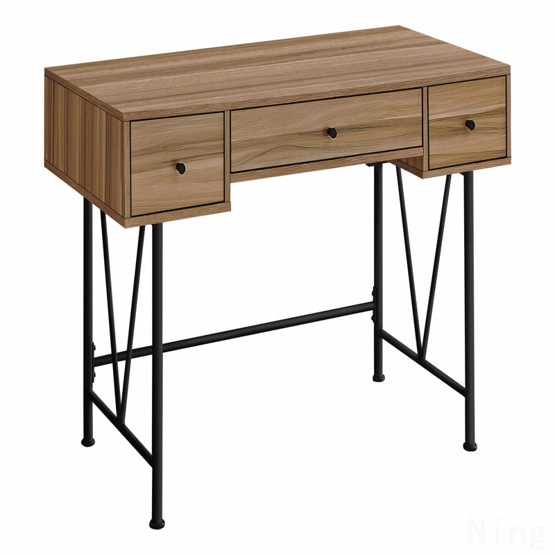 Bureau d'ordinateur, bureau personnel, ordinateur portable, tiroirs de rangement, L 48 po, bureau, stratifié brun, métal noir, transitionnel