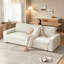 212cm Beige Teddy Fleece 2-Seater Sofa, Deep Seat Sofa with Wide Armrests for Living Room