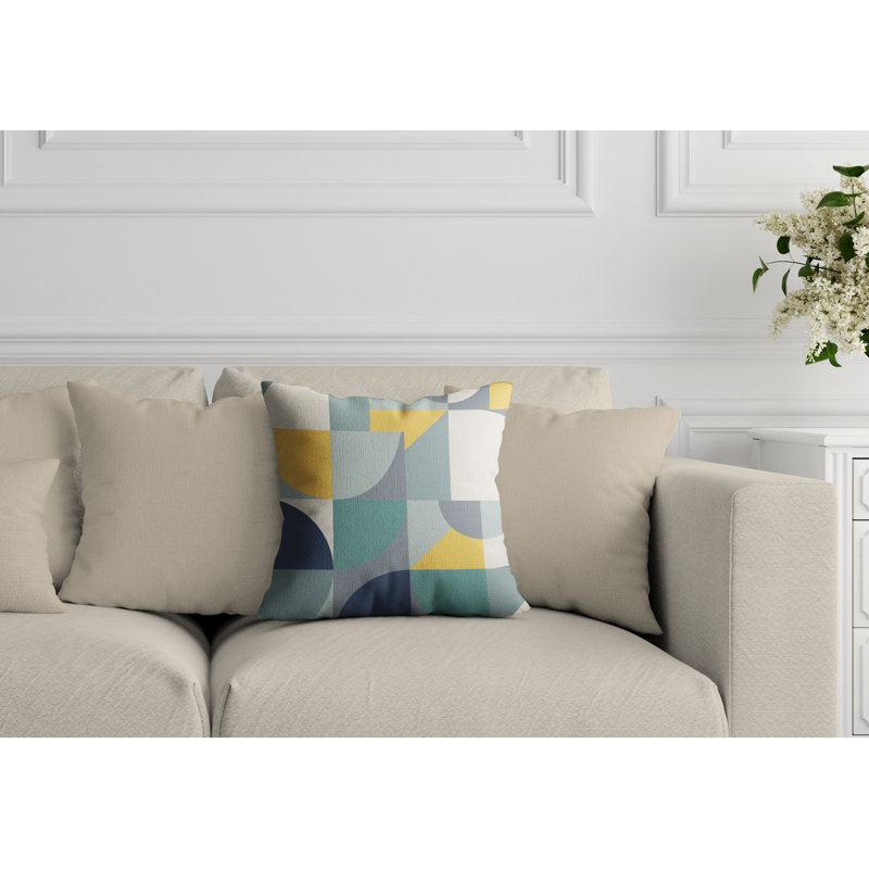 Den Outdoor Reversible Throw Pillow,  15H" x 15W" , Teal