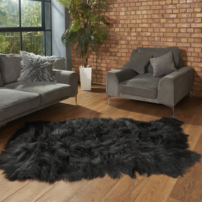 Kearney Solid Colour Sheepskin Area Rug, Novelty 110 x 155cm
