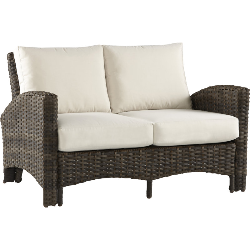 Colford 52.25 " W Wicker Loveseat with Cushions, Canvas Canvas Sunbrella® Canvas