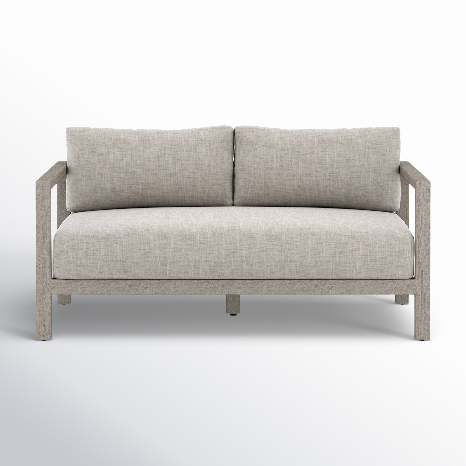 Cavani 59.75'' Wide Teak Loveseat with Cushions, Weathered Gray, Stone Gray