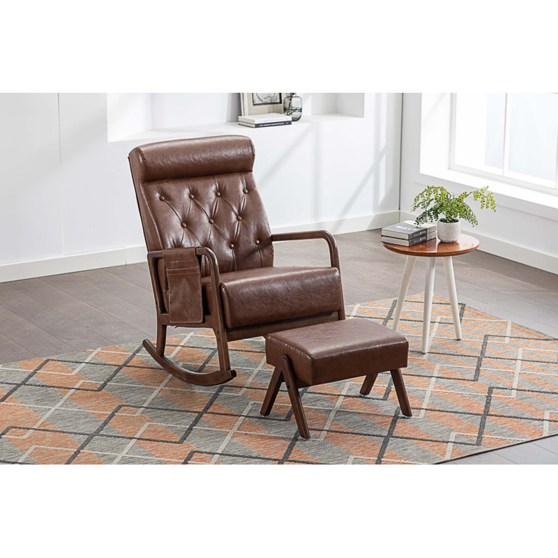 Chaise berçante Solid + PlyWood, Tissu en polyester brun
