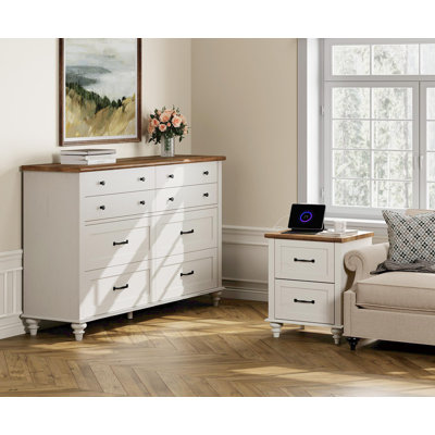 Engelbrecht 2 Piece Bedroom Set - Includes 8 Drawer Dresser For Bedroom, Nightstand With Charging Station & Drawers, 2 Piece Dresser And Nightstand Se by Charlton Home