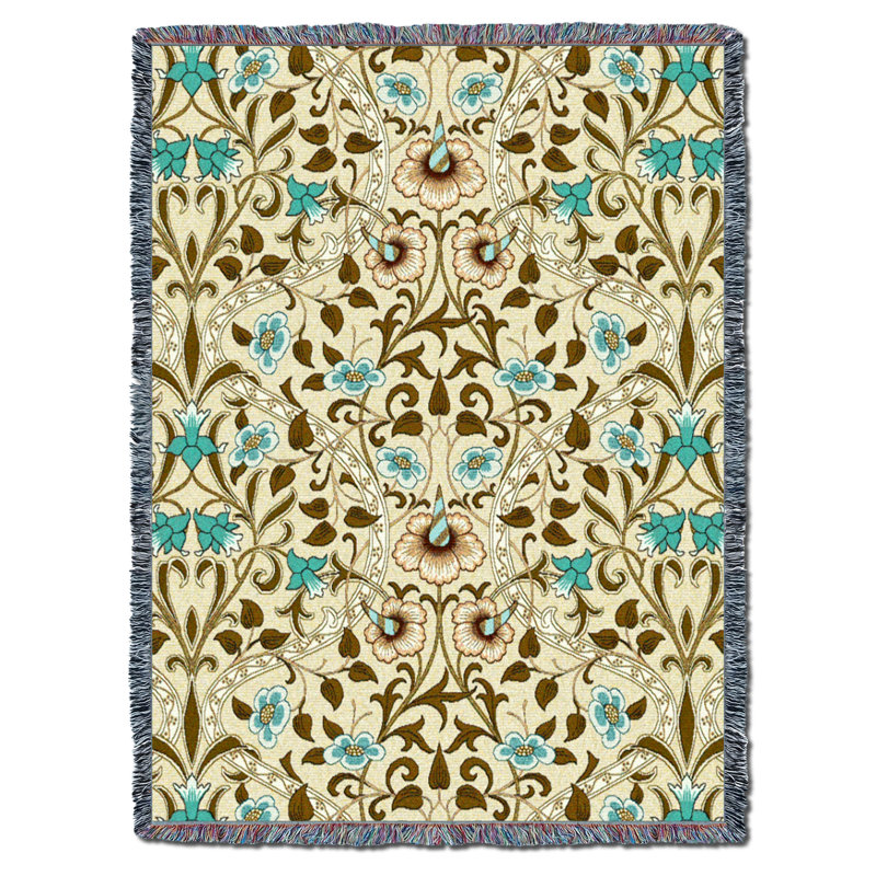 Couverture de blé jonquille Pure Country Weavers William Morris - Artisanat d'art - Jeté en coton tissé en tapisserie, Blé