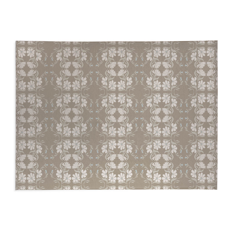 Groovy Flowers Laundry Mat, Rectangle 3' x 5', Taupe