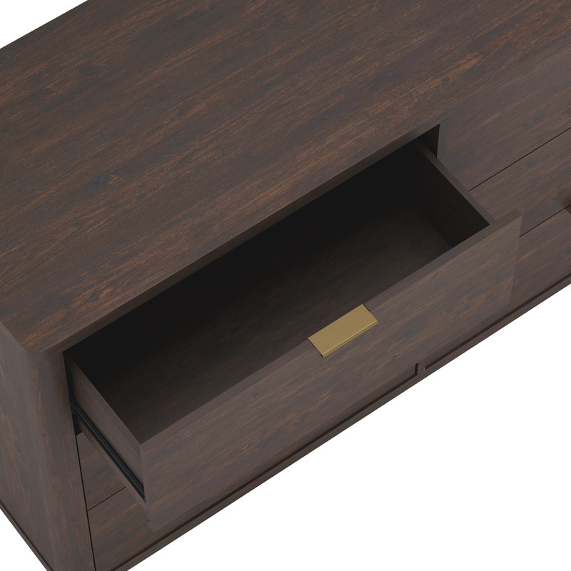Commode double moderne à 6 tiroirs 60 po Evelyn, Brun