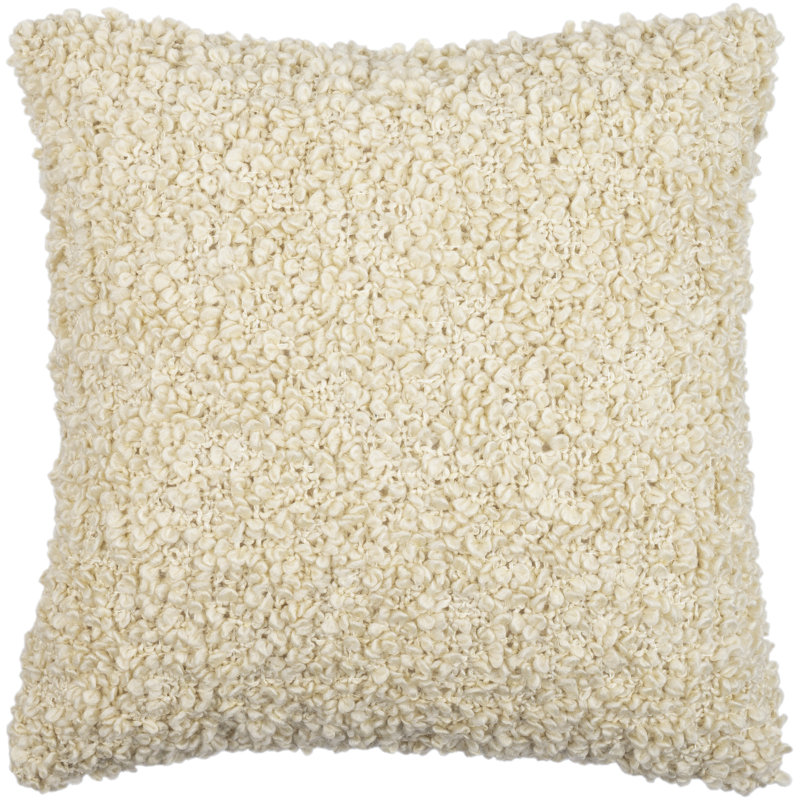 Anella Polyester Throw Square Pillow Cover, Polyester/ bourre en polyester, Beige, H 20 po x l 20 po