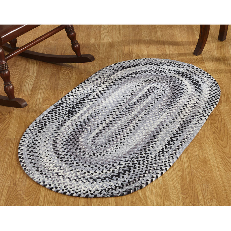 Emerson 100% Cotton Chenille Braided Area Rug - Black, Octagon 6'
