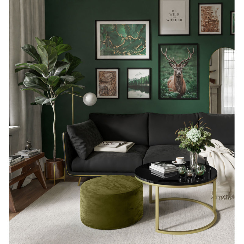 Aayliah Frame Coffee Table, Black/Olive