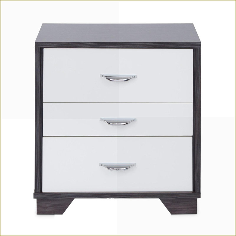 Table basse rectangulaire à 3 tiroirs blanche et noire - Rangement peu encombrant pour le salon / la chambre à coucher