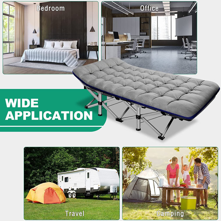 Lit de camping pliant pour adultes par Outsunny avec matelas, oreiller et  sac de transport A20-207LG