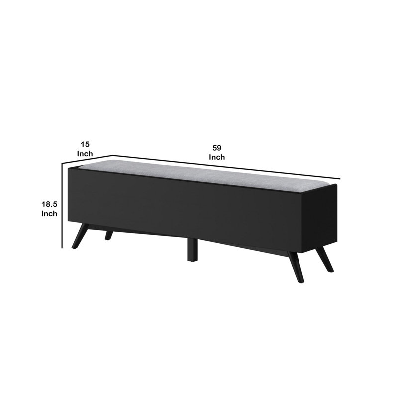 Banc de rangement en bois massif Walkertown