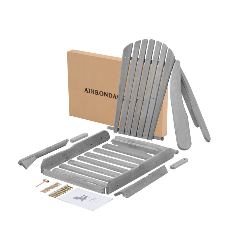 Gray Hemlock Wood Folding Adirondack Chair Set