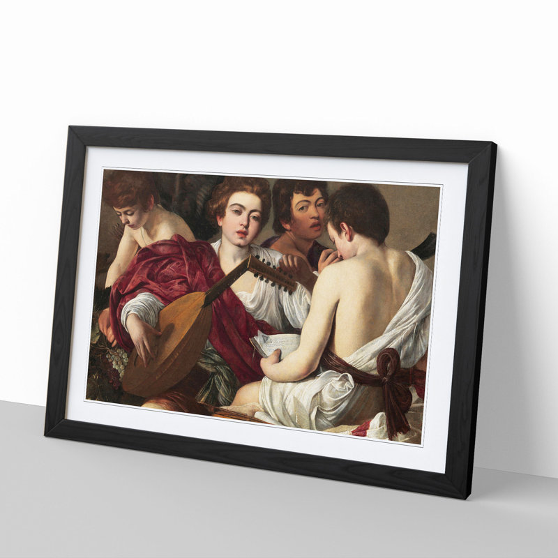 XX-A-1273X Music by Caravaggio - Picture Frame Painting, 48cm H x 65cm W x 2cm D, Black Framed